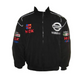 Black Nissan Total NGK Racing Vintage Jacket with embroidered sponsor logos and Nissan logo on back