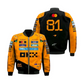 2025 Oscar Piastri McLaren F1 vintage racing jacket in papaya orange and black with sponsor logos and 