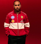 Official Puma 2025 Vintage Racing Team Jacket in Ferrari red and white with Lewis Hamilton and full sponsor logos