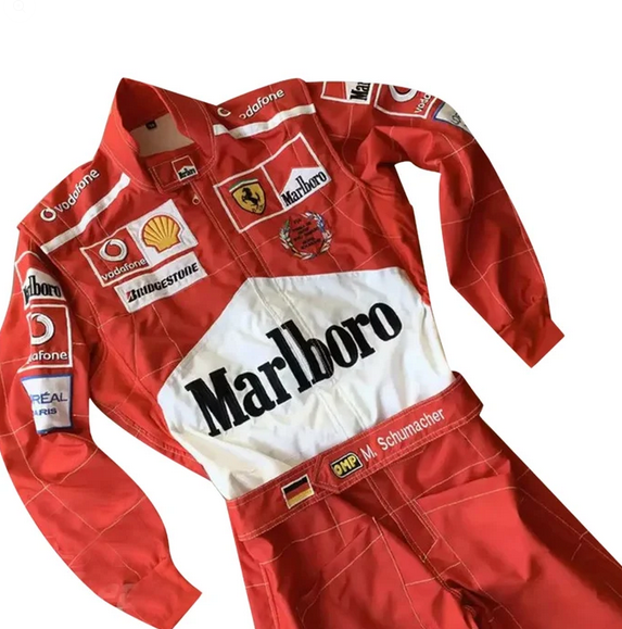 F1 Racing Suit Red Scuderia Style - Sponsor Patches Detail