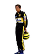 Ayrton Senna 1985 Lotus JPS F1 Racing Suit - Worn with Helmet Side View
