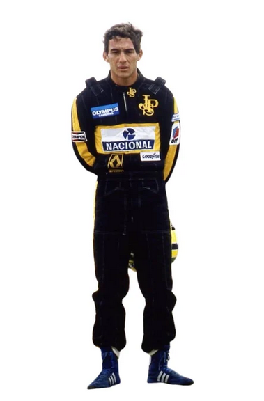 Ayrton Senna 1985 Lotus JPS F1 Racing Suit - Worn Full Front Portrait