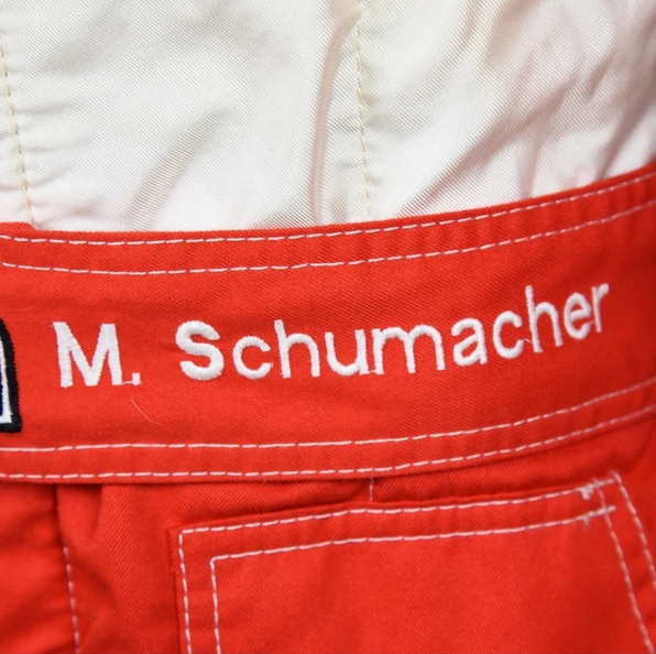Michael Schumacher 1997 Ferrari Marlboro F1 Racing Suit - M. Schumacher Nameplate Close-up