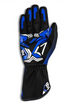 Blue and black Sparco Rush kart glove with white and green graphic detailing