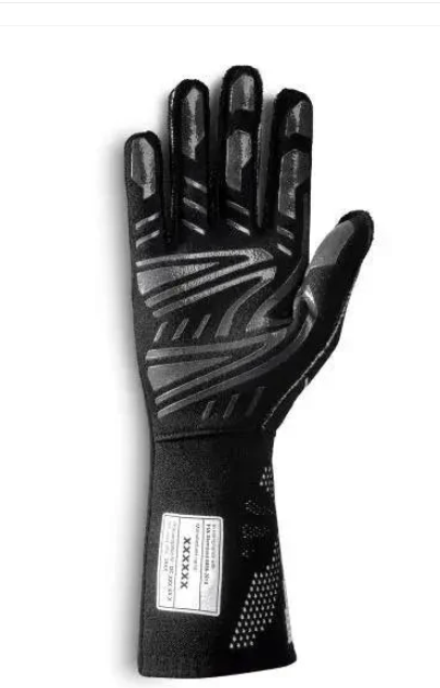 Black Sparco lap race glove showing palm grip pattern and long cuff