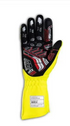 Fluoro yellow and black Sparco Arrow race glove showing palm graphics