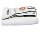 Side view of white racing-style gloves with extended cuffs