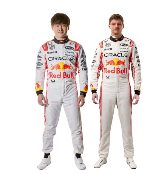 Reference image showing white and red motorsport suit designs