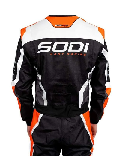 Rear view of Sodi-inspired karting suit