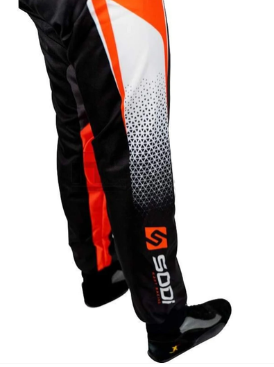 Leg detail of Sodi-inspired karting suit