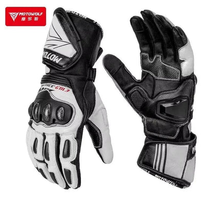 Genuine Leather Motorcycle Windproof Gloves Black Single - Race Blaze