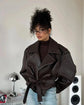Casual Dark Red Zipper Leather Short Jacket Women  - Race Blaze