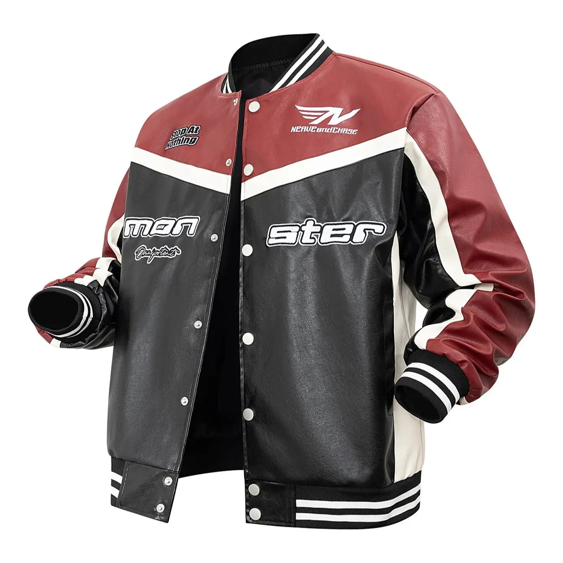Leather Jacket Motorcycle Bomber Jacket Letter Embroidery Coats