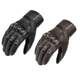 Waterproof winter motorcycle gloves with leather, knuckle protection, and touchscreen fingertips