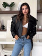 Vintage Leather Jacket Women Single Breasted Short Black - Race Blaze