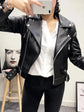 Autumn Women Faux PU Leather Jacket Casual Lapel Coat Full Length - Race Blaze
