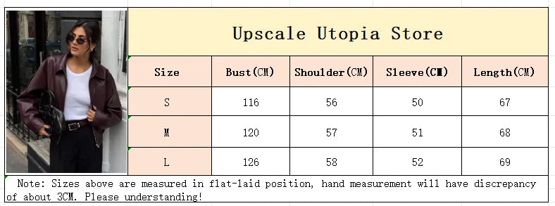 Casual Dark Red Zipper Leather Short Jackets Women Coat Lady