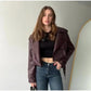 Vintage Leather Jacket Women Single Breasted Short Black - Race Blaze