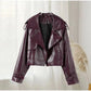 Vintage Leather Jacket Women Single Breasted Short Black - Race Blaze
