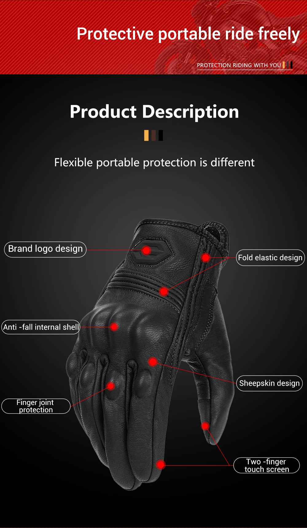 Motorcycle Gloves CE Men's Retro Moto Gloves Touch Screen