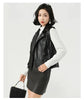 Fashion Suit Lapel Leather Vest Women Motorcycle Jacket On Model Side - Race Blaze