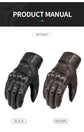 Motorcycle Gloves Winter Waterproof Leather Touchscreen Black - Race Blaze