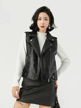 Fashion Suit Lapel Leather Vest Women Motorcycle Jacket Flat View - Race Blaze