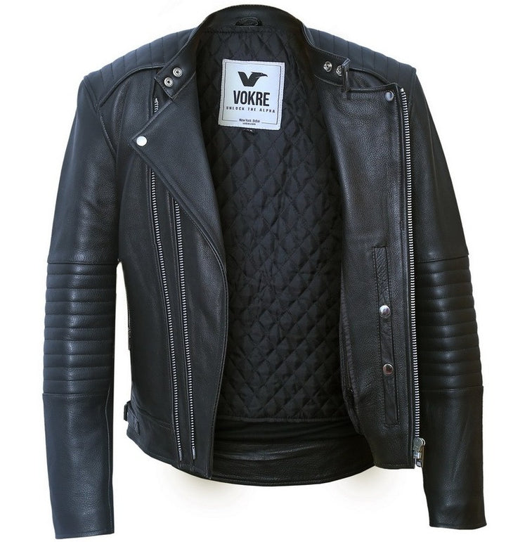 Black Biker Jacket Men - Soft Natural cowhide Leather