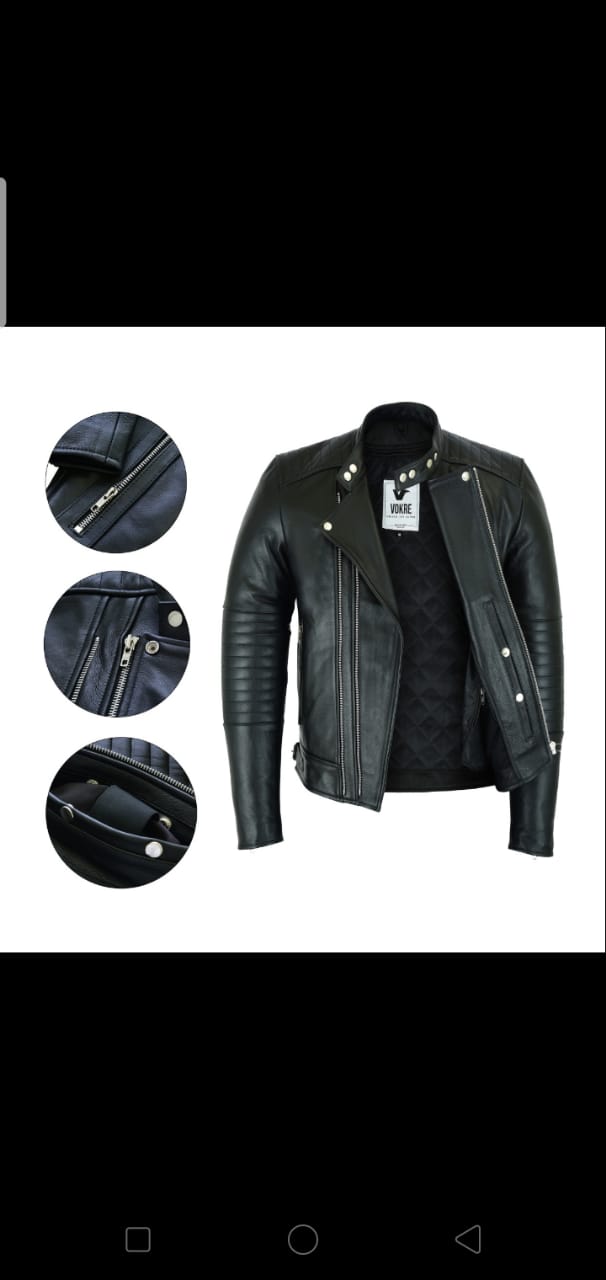 Black Biker Jacket Men - Soft Natural cowhide Leather