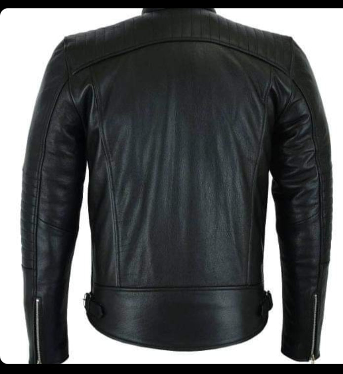Black Biker Jacket Men - Soft Natural cowhide Leather