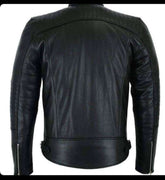 Black Biker Jacket Men Soft Natural Cowhide Leather Back - Race Blaze