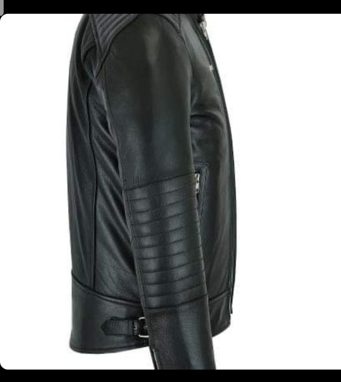 Black Biker Jacket Men - Soft Natural cowhide Leather
