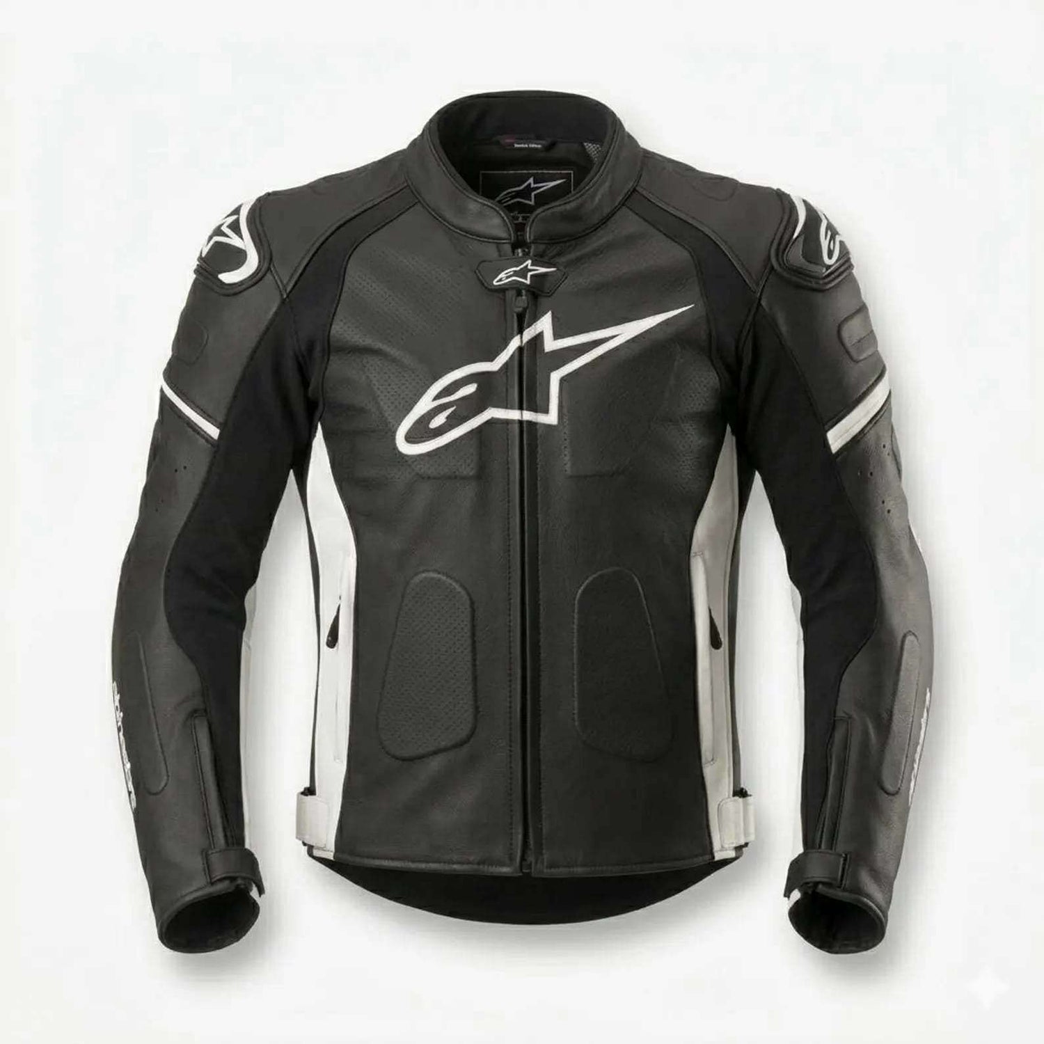 Alpinestars CE Level 2 cowhide leather motorcycle jacket with premium protection and ergonomic fit