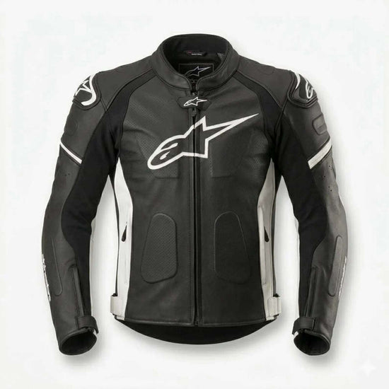Alpinestars CE Level 2 cowhide leather motorcycle jacket with premium protection and ergonomic fit
