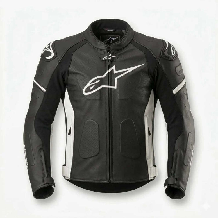 Alpinestars CE Level 2 cowhide leather motorcycle jacket with premium protection and ergonomic fit