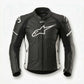 Alpinestars CE Level 2 cowhide leather motorcycle jacket with premium protection and ergonomic fit