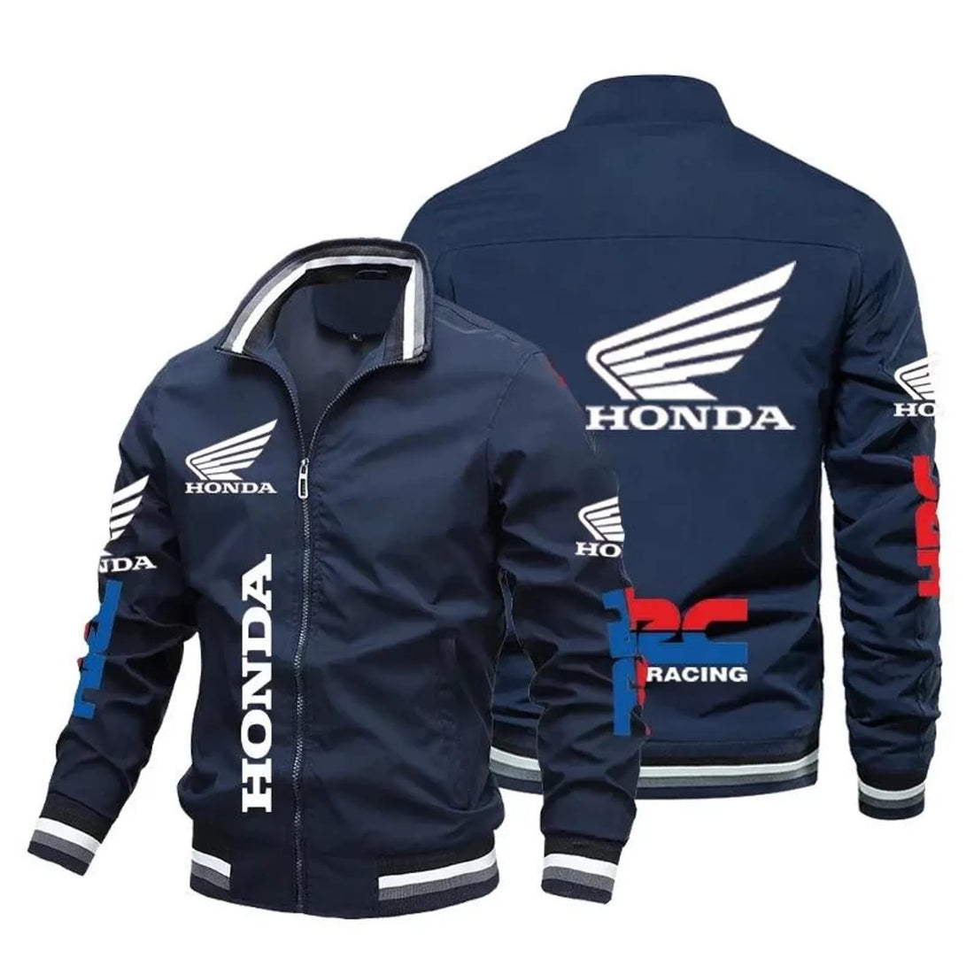 Japanese Street Motorcycle Jacket Black Front View - Race Blaze