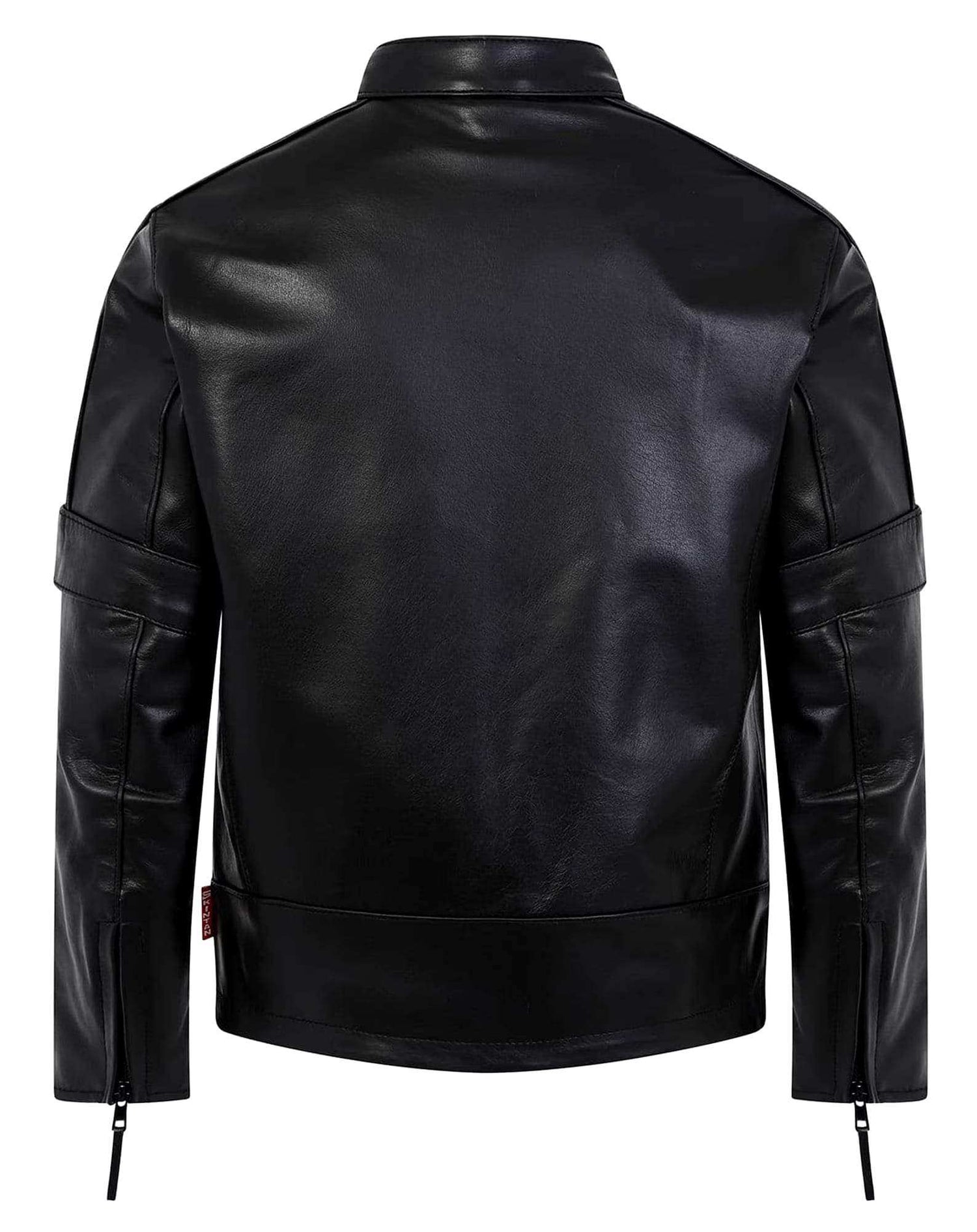 Genuine Leather Biker Jacket Back View - Race Blaze