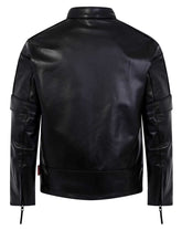 Genuine Leather Biker Jacket Back View - Race Blaze