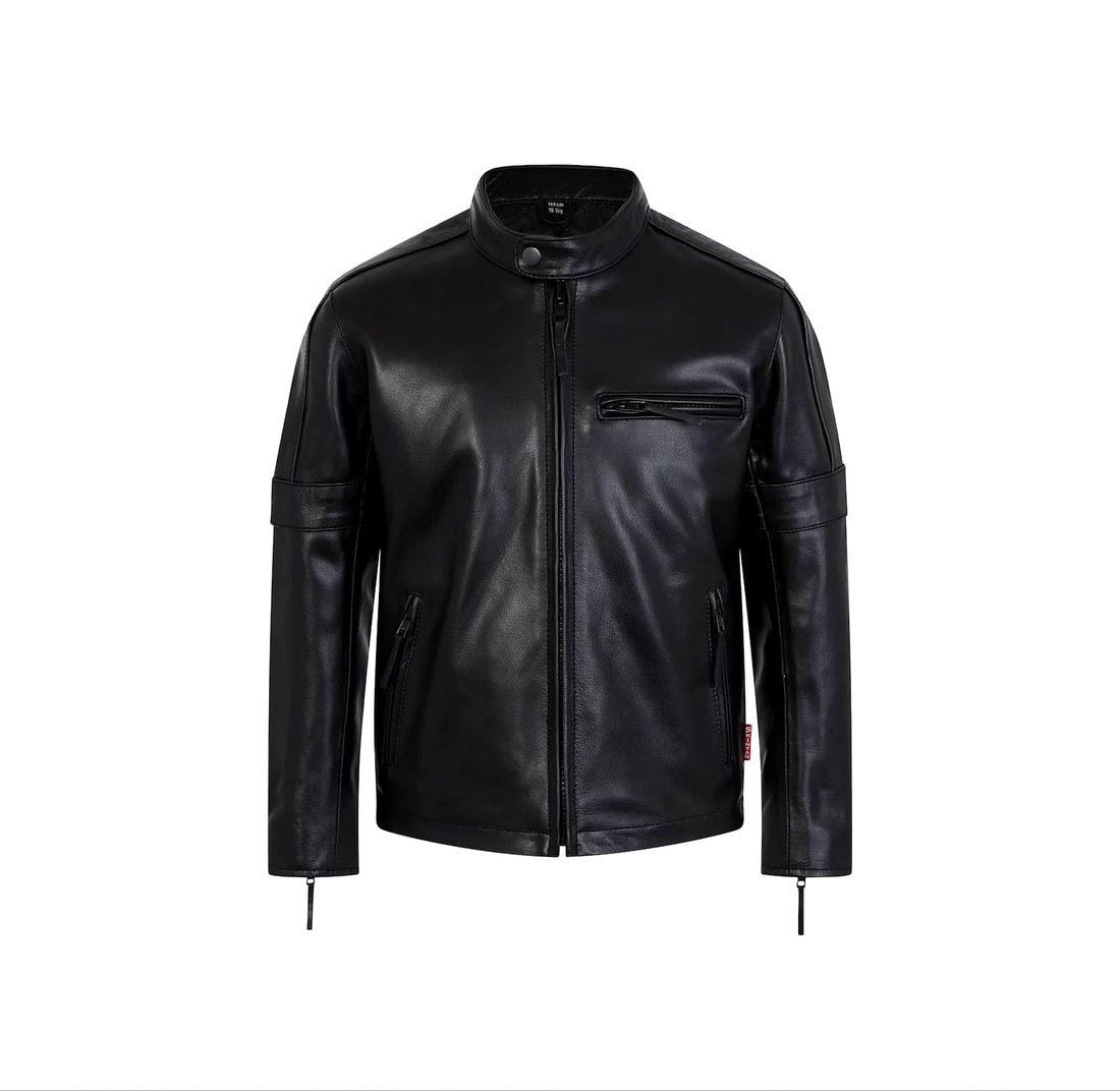 Genuine leather biker jacket