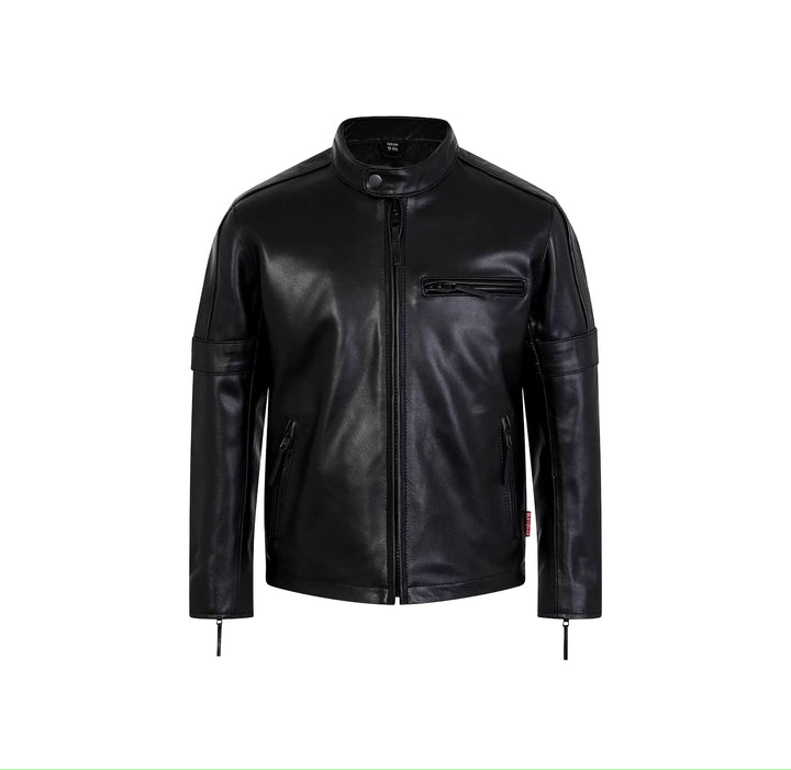 Genuine leather biker jacket