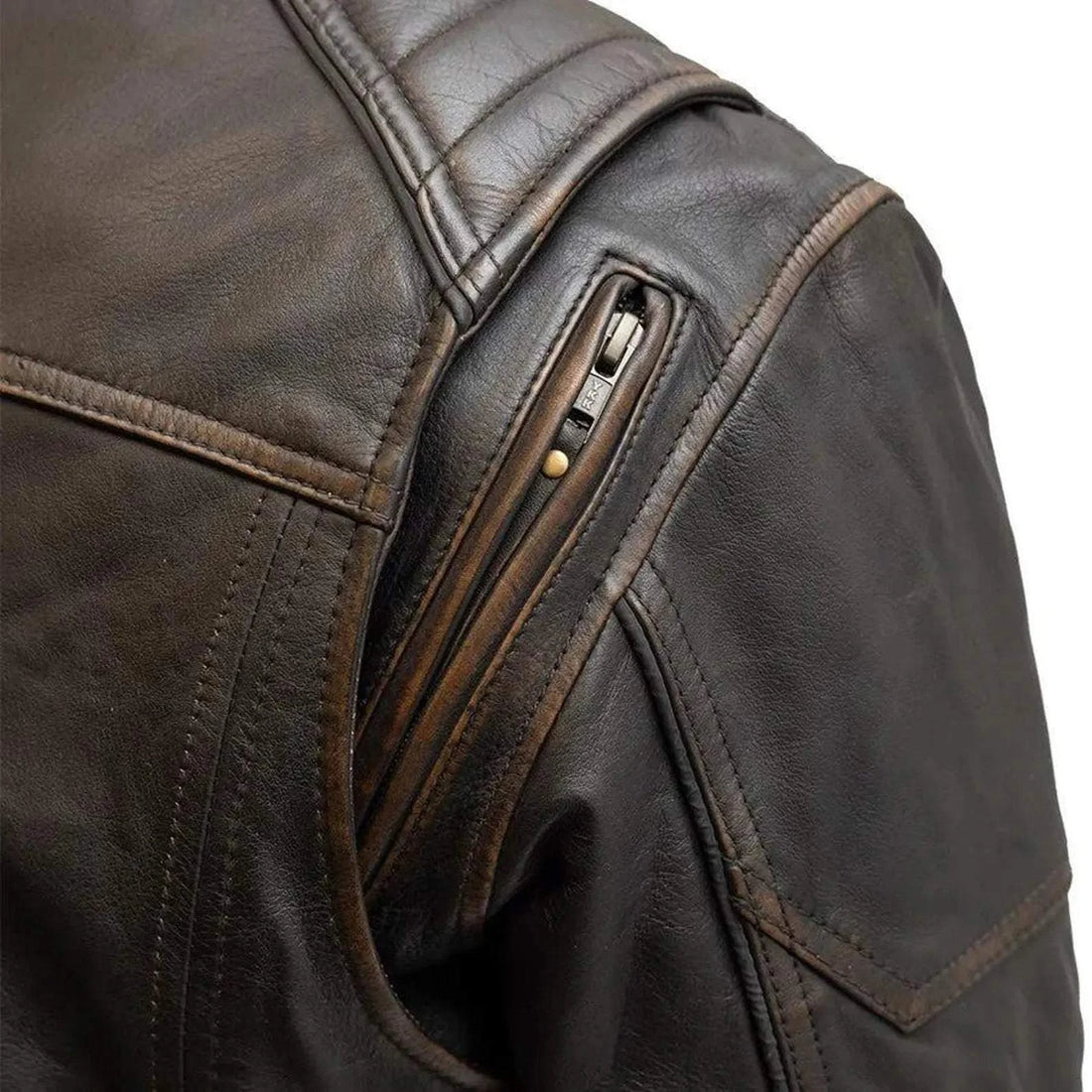 Men's Motorbike Leather Jacket Side Angle View - Race Blaze