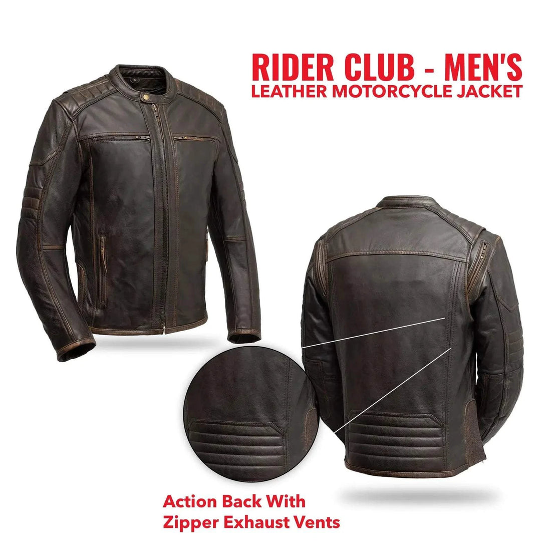 Men's Motorbike Leather Jacket With CE Armor Protection - Race Blaze