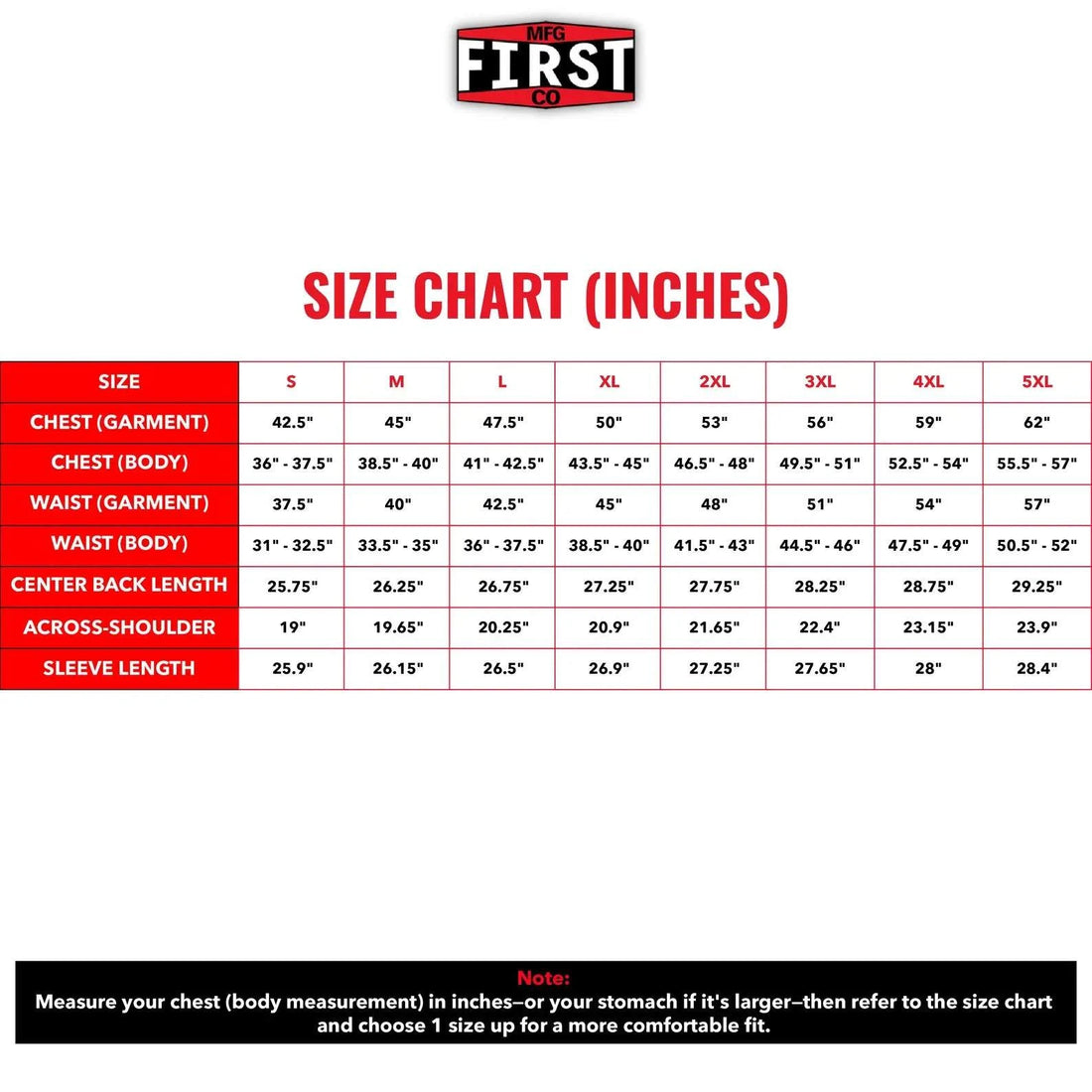 Men's Motorbike Leather Jacket Size Chart - Race Blaze