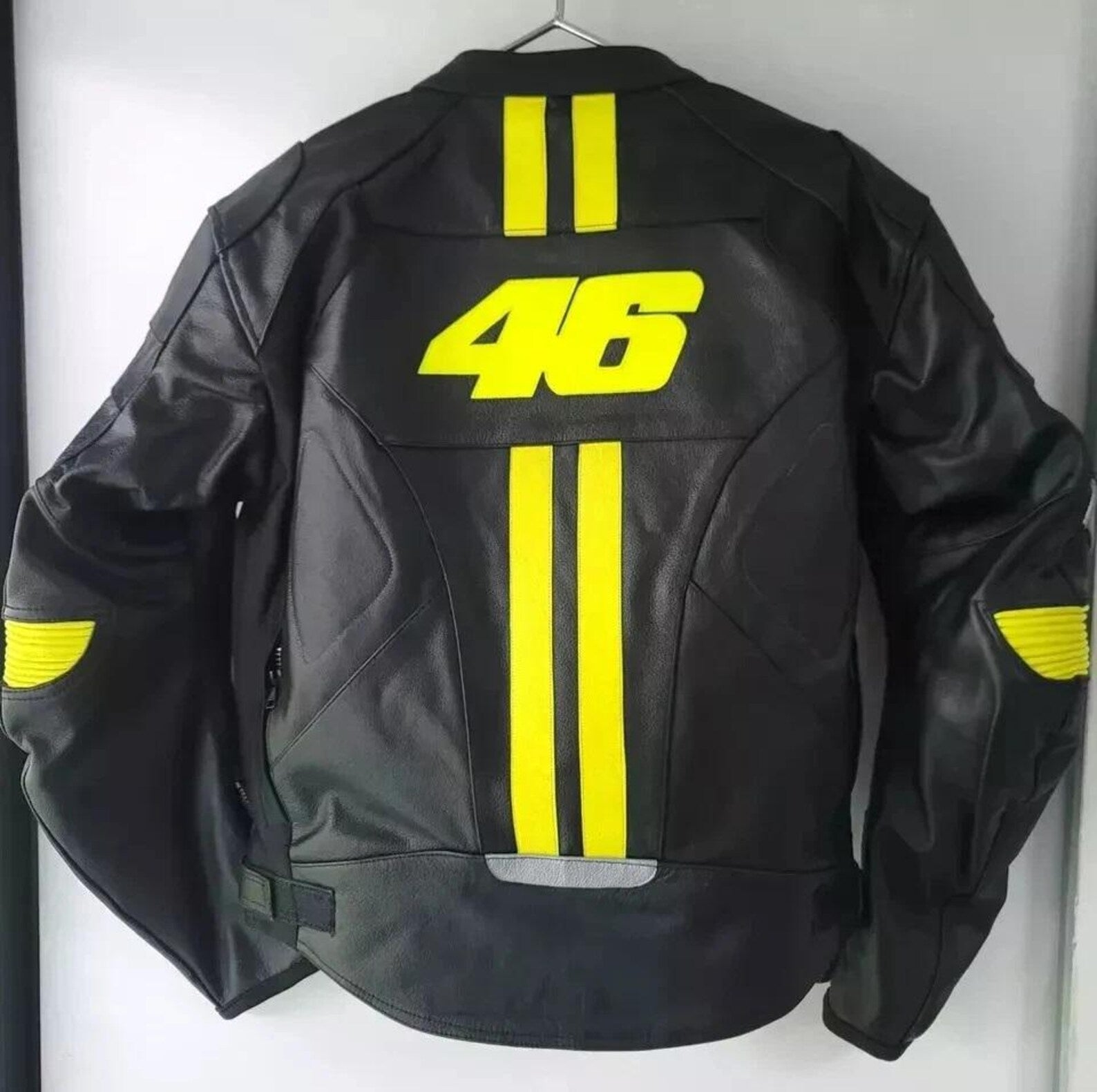 Motorbike Cowhide Leather Racing Jacket Back View - Race Blaze