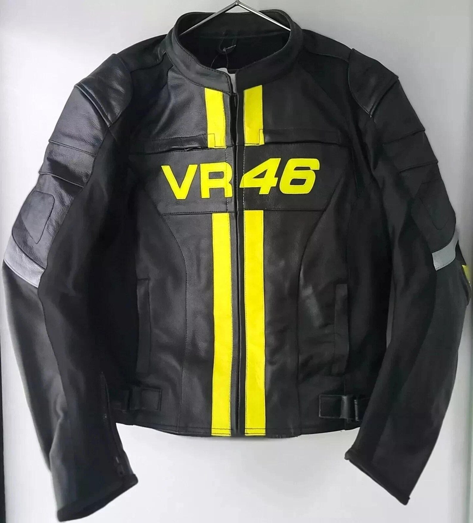 Motorbike Cowhide Leather Racing Jacket Front View - Race Blaze