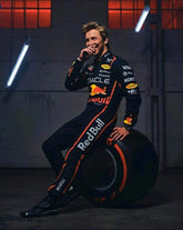Go Karting Suit Red Bull F1 Racing Action Pose - Race Blaze