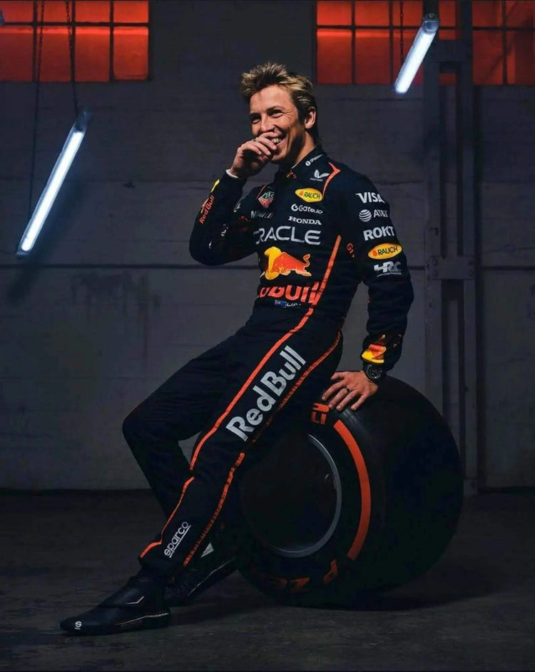 Go Karting Suit Red Bull F1 Racing Action Pose - Race Blaze