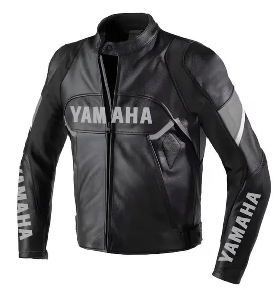 Personalized black leather motorcycle jacket with CE armor and custom name options