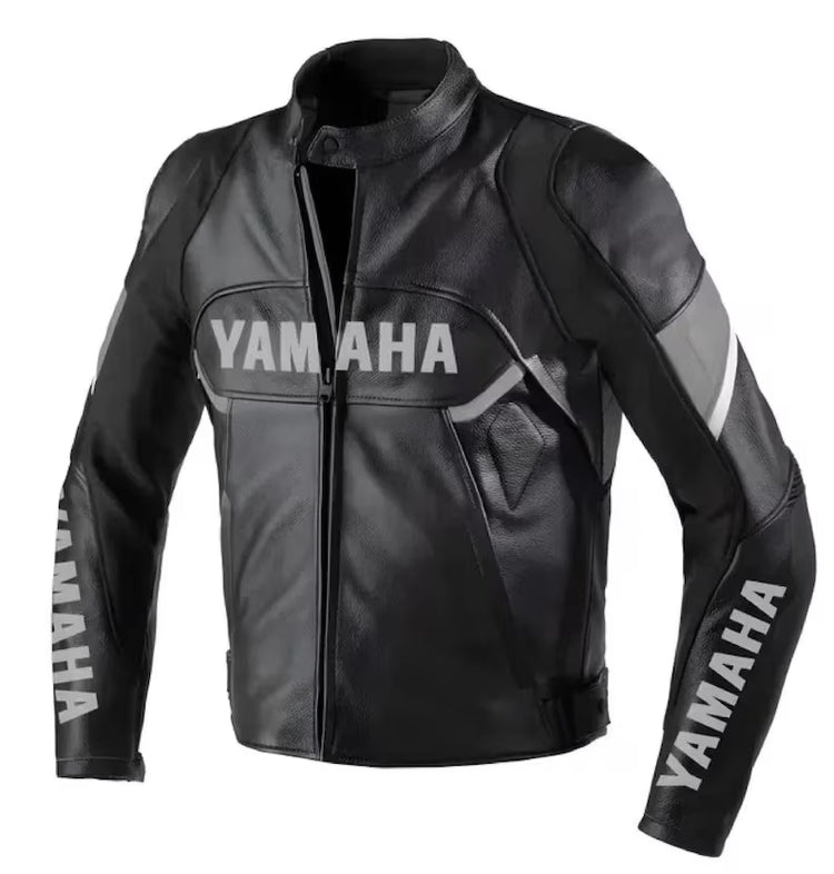 Personalized black leather motorcycle jacket with CE armor and custom name options